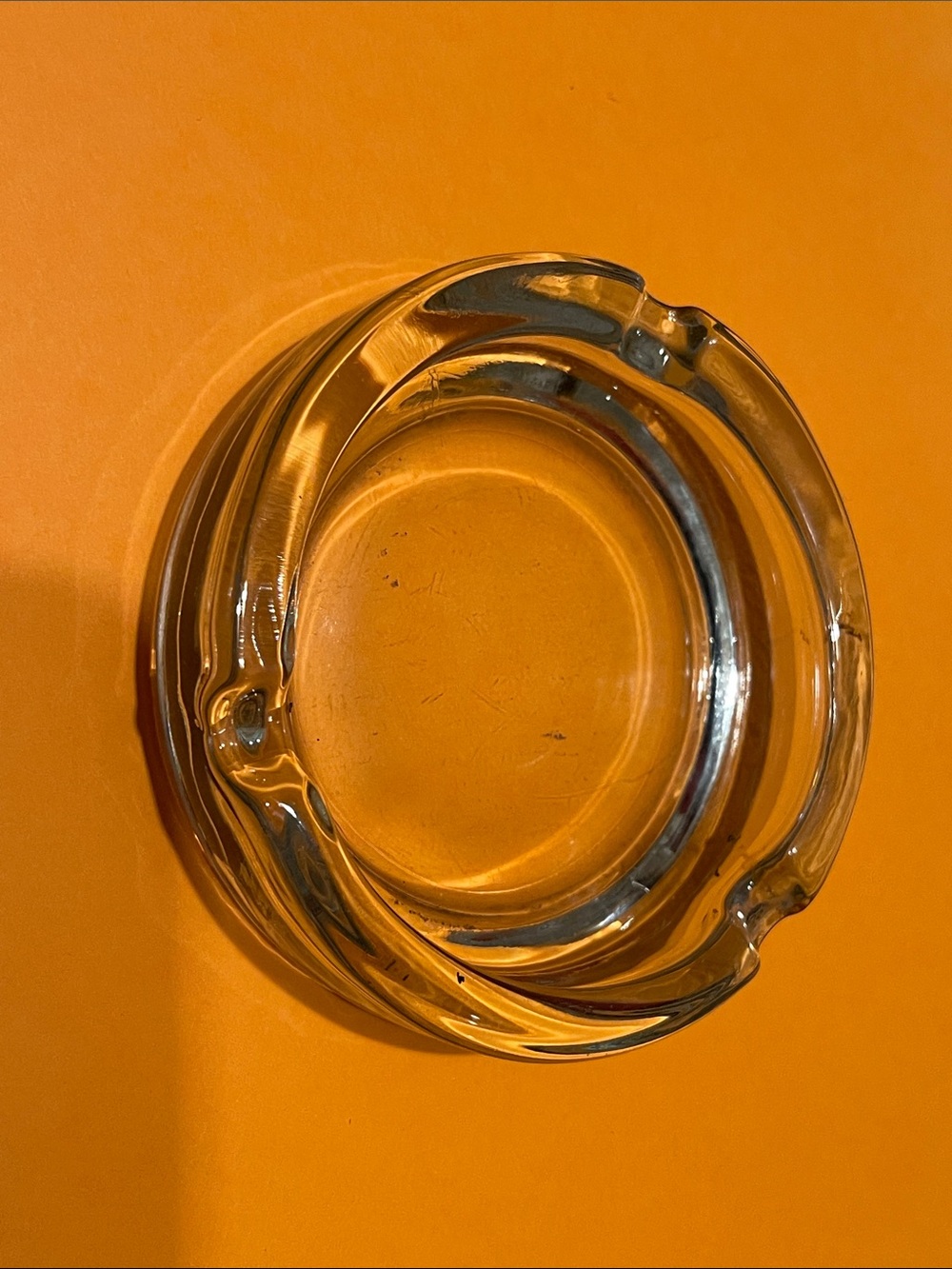 Clear thick Glass Ashtray vintage no chips or cracks 35+ish years old